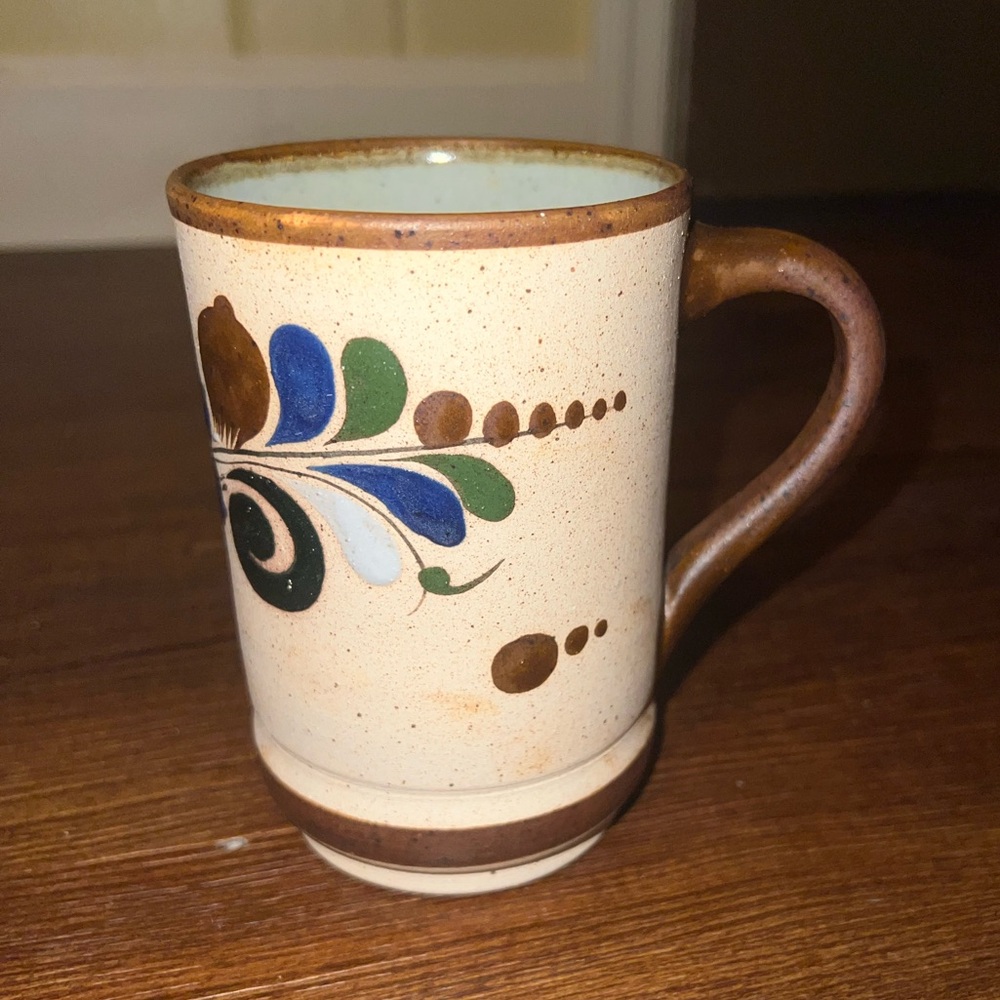 Vintage Mexican Tonala Pottery Folk Art Stoneware Mug with Floral Design - Picture 6 of 10